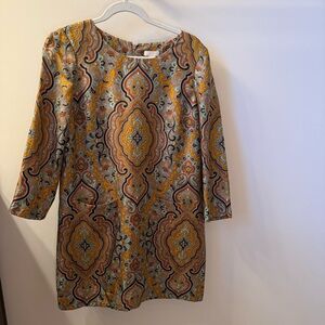 J.Crew Collection 100% Silk Paisley Shift Dress Size 4 Lined